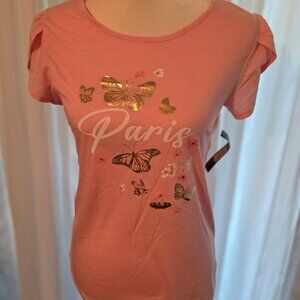 Eva James Paris w Butterflies shirt size small